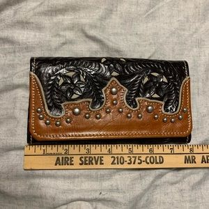 American West Leather Clutch/ Wallet Studded